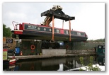 Crane Lift at Gallows Bridge Moorings Shipley