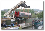 Crane Lift at Gallows Bridge Moorings Shipley